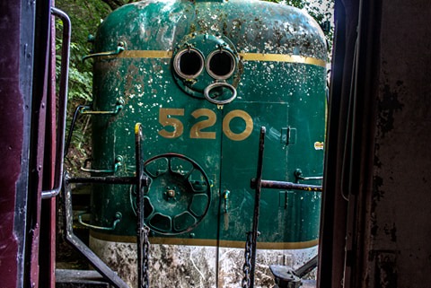 An abandoned Alco RS3 train