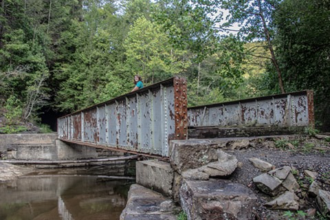 Former L&N Bridge on Clear Creek Hollow Trail that depicts how time is slowly taking over; the bridge is in pretty bad condition